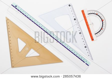ruler metric set at white background, top view