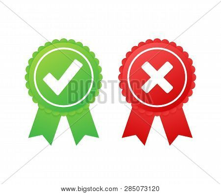 Approved And Rejected Label Sticker Icon On White Background. Vector Stock Illustration.