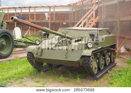 Saint Petersburg, Russia - July 07, 2017: 57 Mm Light Airborne Self-propelled Gun Asu-57. Museum Of 