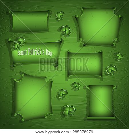 Set Of Scrolls For St Patricks Day Greeting Cards.