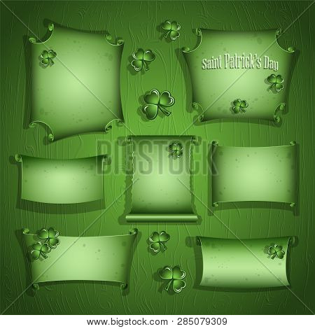 Set Of Scrolls For St Patricks Day Greeting Cards.