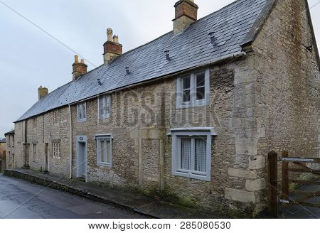 Old Cotswold Stone Terrace Cottages, Colerne, Wiltshire, Uk