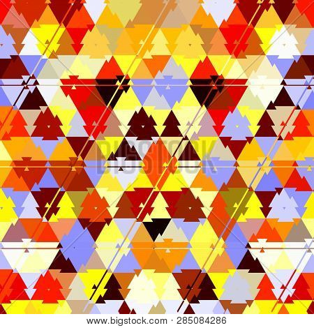 Triangle Camouflage Rainbow Pattern, Effect Leafs, Sand, In Red, Orange, Yellow, Ehite, Brown, Sunny