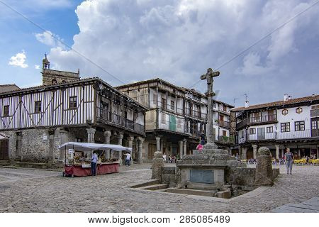 Alberca, Salamanca, Spain; June 2017: Main Square  And Buildings Of The Medieval Village Of La Alber