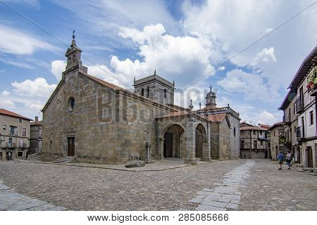 Alberca, Salamanca, Spain; June 2017: Parish Church Of Our Lady Of The Assumption In The Medieval Vi