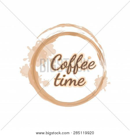 Light Brown Handwritten Lettering Coffee Time As Reminder For Break, Rest, Waking Up In The Morning
