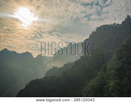 Beautiful Tianmen Mountain View From Cable Car To Tianmen Mountain In The Morning.tianmen Mountain C