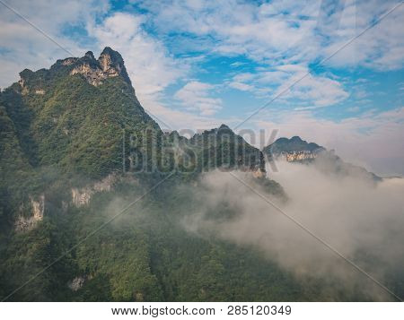 Beautiful Tianmen Mountain View From Cable Car To Tianmen Mountain.tianmen Mountain Cable Car The Lo