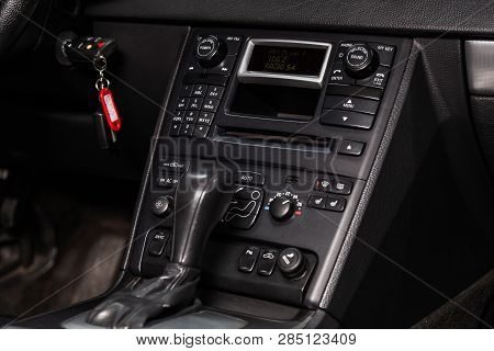 Novosibirsk, Russia - February 19, 2019:  Volvo Xc90,close-up Of The Dashboard, Adjustment Of The Bl