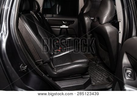 Novosibirsk, Russia - February 19, 2019:  Volvo Xc90,close-up Of The Rear Seats. Photography Of A Mo