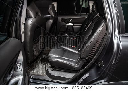 Novosibirsk, Russia - February 19, 2019:  Volvo Xc90,close-up Of The Rear Seats. Photography Of A Mo