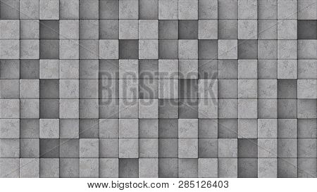 3d Rendered Concrete Blocks At Different Heights.