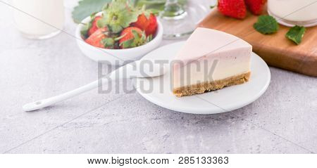 Delicious And Nutritious Handmade Strawberry No Bake Frozen Gradient Colour Fromage Frais Cheesecake