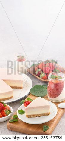 Delicious And Nutritious Handmade Strawberry No Bake Frozen Gradient Colour Fromage Frais Cheesecake