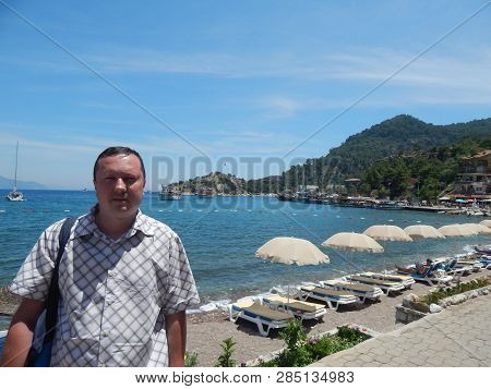 Marmaris, Turkey - June 10, 2016: Model Oleg Prokopenko On The Nature, Streets.