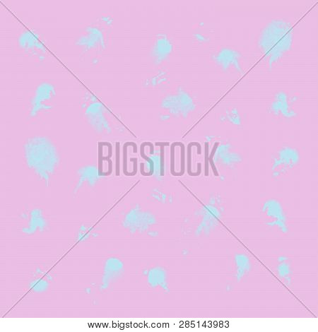 Pink Texture With Blue Splash. Light Pink Background. Abstract Aqua Blue Splash. Handmade Pattern.