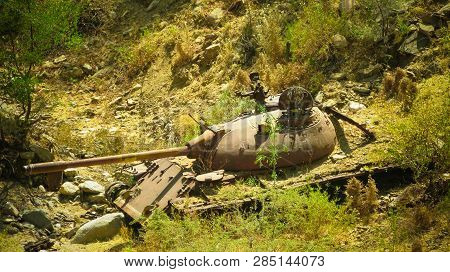Abandoned Tank At The Road In Filfil National Park , Eritrea