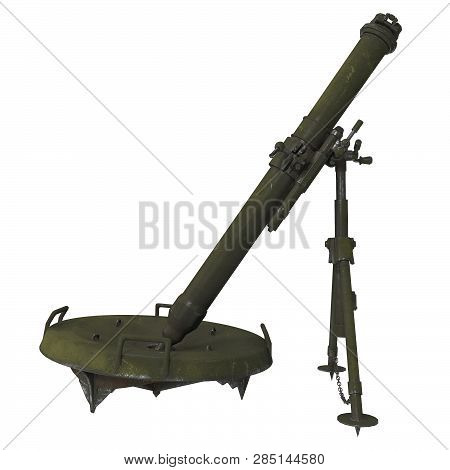 The 120-mm Mortar Cannon Gun 2b11 On White Background. 3d Illustration