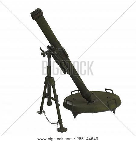 The 120-mm Mortar Cannon Gun 2b11 On White Background. 3d Illustration