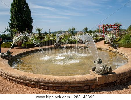 White Garden In The Picturesque Jardins Du Manoir D Eyrignac In Dordogne. France