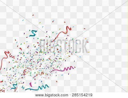 Colorful Bright Confetti Isolated On Transparent Background. Festive Vector Illustration. Colorful C