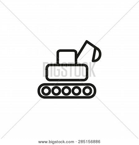 Digger Line Icon. Loader, Excavator, Bulldozer. Agricultural Machinery Concept. Can Be Used For Topi