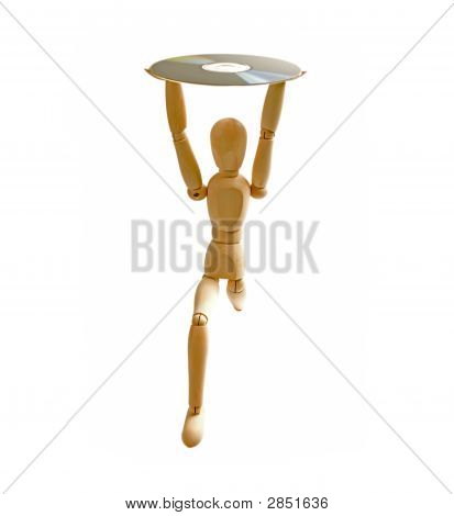 Dřevěný manekýn s Cd-Rom