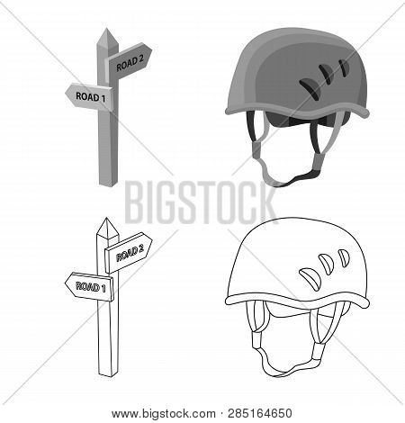 Vector Design Of Mountaineering And Peak Symbol. Collection Of Mountaineering And Camp Stock Symbol 