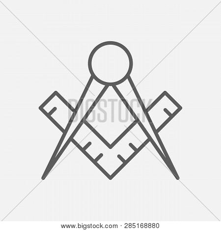 Masons Square Icon Line Symbol. Isolated Vector Illustration Of  Icon Sign Concept For Your Web Site
