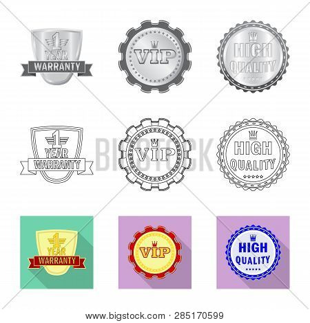 Vector Illustration Of Emblem And Badge Sign. Set Of Emblem And Sticker Vector Icon For Stock.