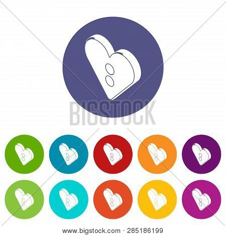 Heart Clothes Button Icons Color Set Vector For Any Web Design On White Background
