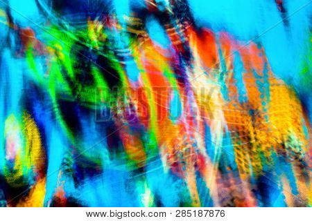 Colorful Blurred Dynamic Composition Of Lines And Light-spots. Exspression Abstract Art Background.
