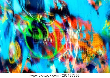 Colorful Blurred Dynamic Composition Of Lines And Light-spots. Exspression Abstract Art Background.