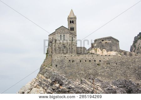 San Pietro Church (church Chiesa Di San Pietro) View From The Sea.  The Church Of Portovenere With I