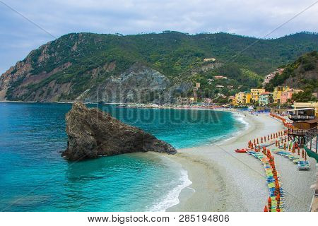 Beautiful Small Town Of Monterosso In The Cinque Terre National Park. Italian Colorful Landscapes. B