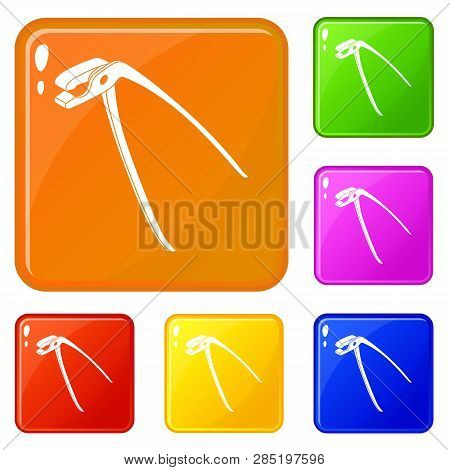 Medical Pliers Icons Set Collection Vector 6 Color Isolated On White Background