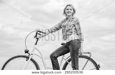 Healthiest Most Environmentally Friendly And Most Satisfying Forms Of Self Transportation. Woman Rid