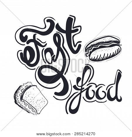Logo Fast Food, Bread And Cutlet. Vector Illustration Eps 10