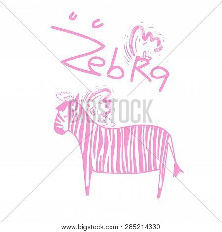 Zebra Pattern With White Background. Vector Illustration