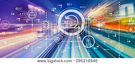 Agile Concept With Abstract High Speed Technology Pov Motion Blur
