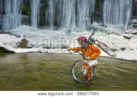 Mountain Bike In The Winter In The Mountains