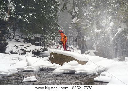 Mountain Bike In The Winter In The Mountains