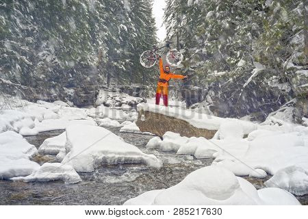Mountain Bike In The Winter In The Mountains