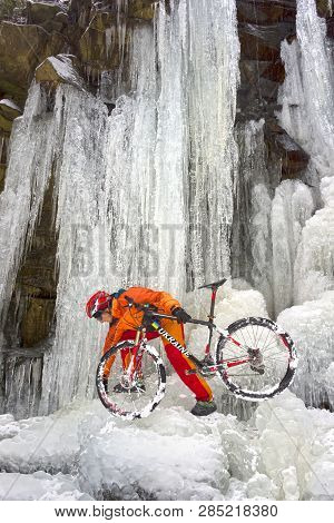 Mountain Bike In The Winter In The Mountains