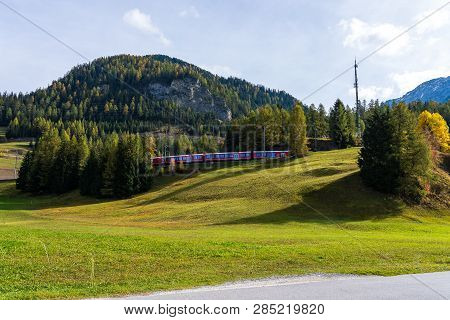Bergun, Bravuogn, Graubunden, Switzerland, Typical Village In Switzerland
