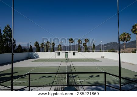San Simeon, California - August 7, 2018: Tennis Courts At The Hearst Castle