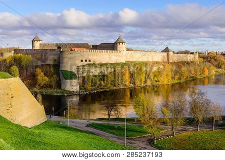 The Ancient Russian Fortress In Ivangorod, Russia