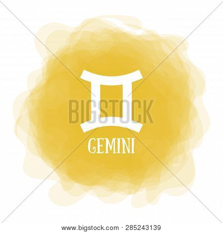 Gemini. Zodiac Sign. Astrological Calendar. Zodiacal Color Vector Horoscope. Smoky Circle. Line Symb