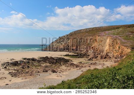 Baie Des Trepasses Beach At Low Tide In Cleden Cap Sizun