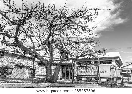 Port Royal, Kingston, Jamaica - March 31 2017: The Port Royal Parish Library In Kingston Jamaica.